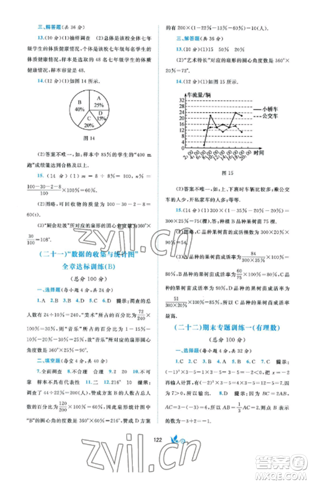 廣西師范大學(xué)出版社2022新課程學(xué)習(xí)與測評單元雙測七年級數(shù)學(xué)上冊湘教版B版參考答案