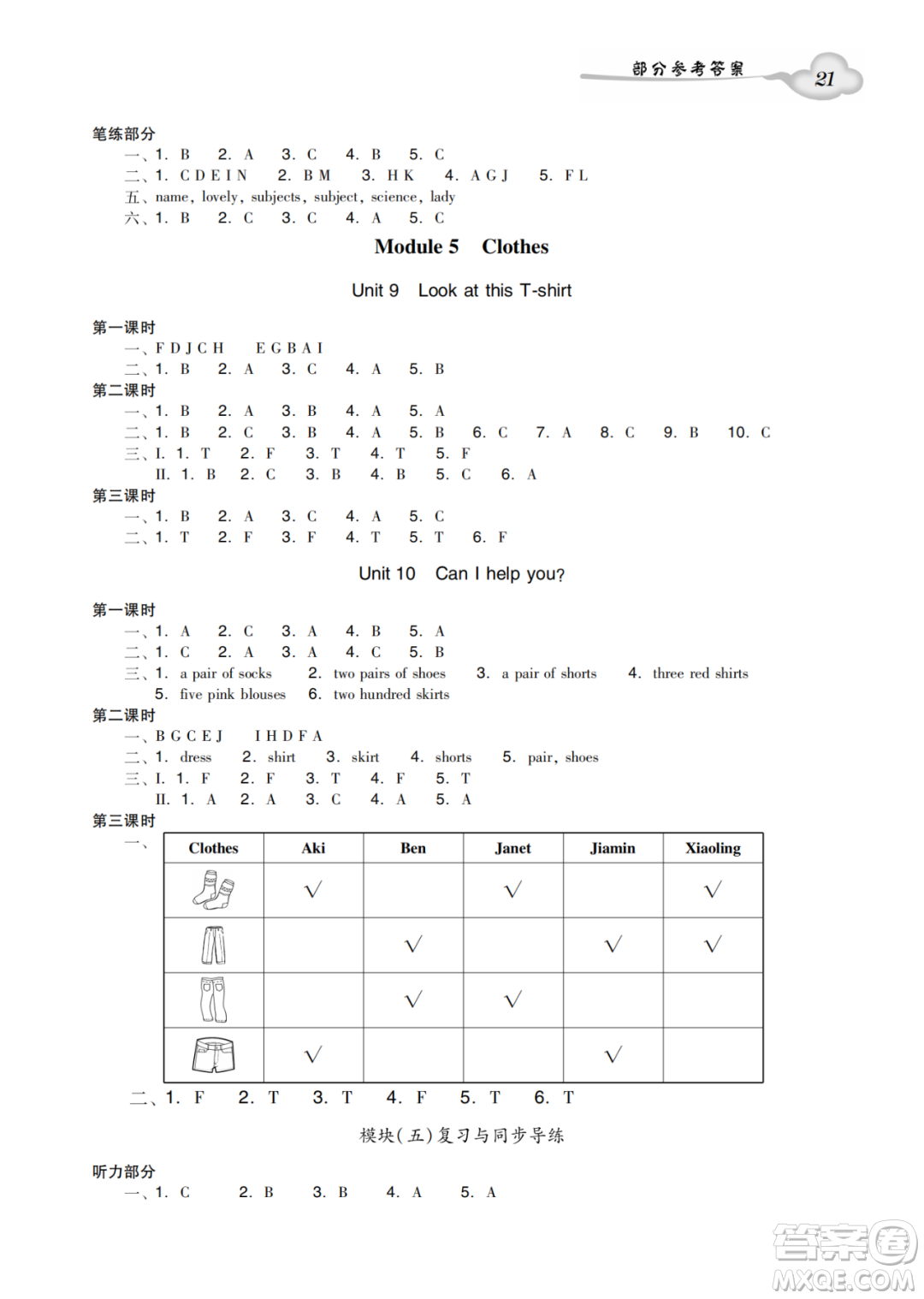 新世紀(jì)出版社2022小學(xué)英語(yǔ)雙基同步導(dǎo)學(xué)導(dǎo)練四年級(jí)上冊(cè)廣州版答案