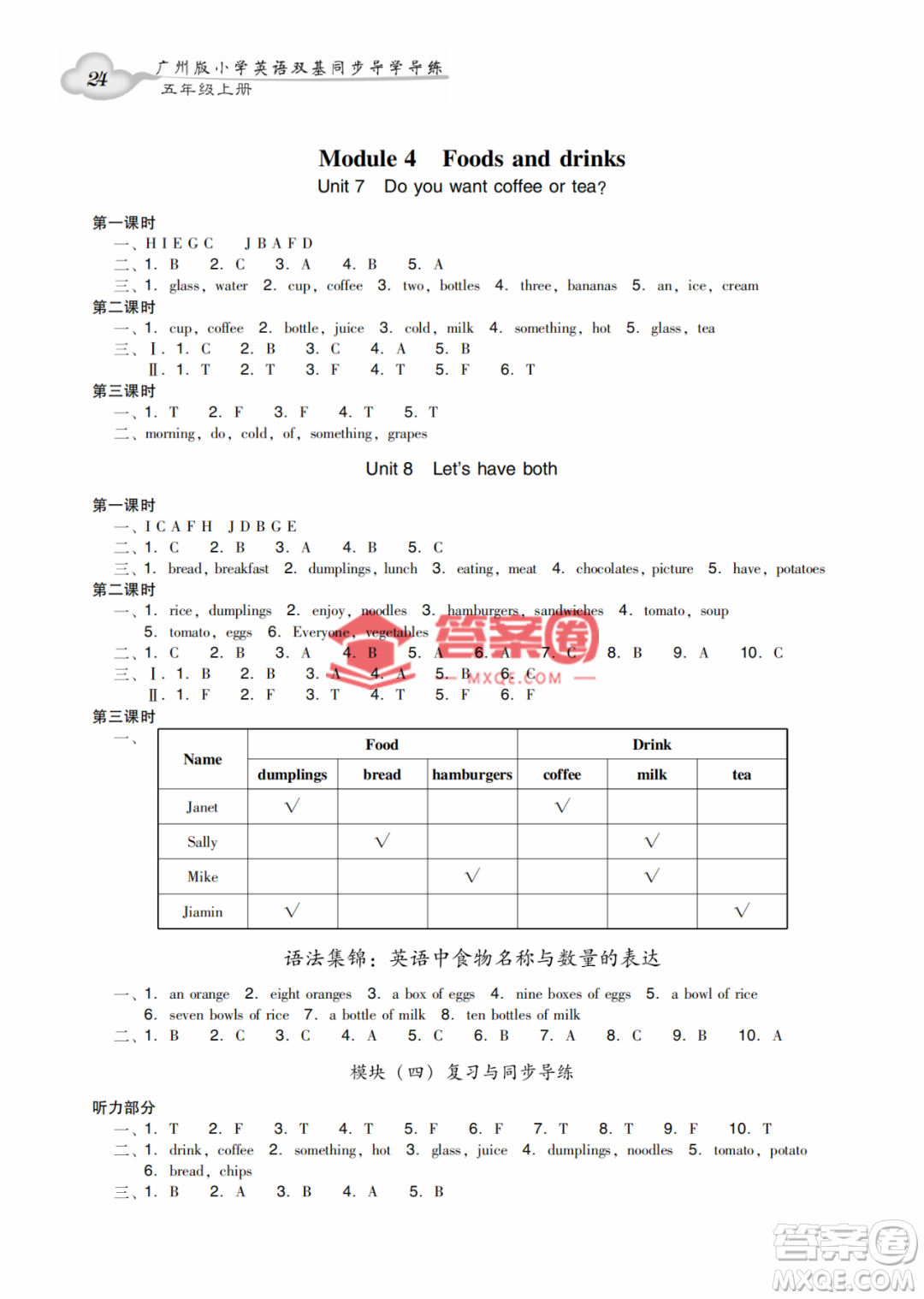 新世紀(jì)出版社2022雙基同步導(dǎo)學(xué)導(dǎo)練五年級(jí)英語(yǔ)上冊(cè)教科版廣州專版答案