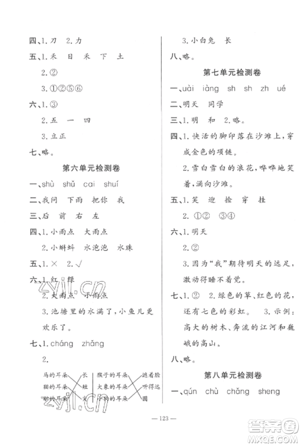 山東文藝出版社2022小學(xué)課堂同步訓(xùn)練一年級(jí)語(yǔ)文上冊(cè)人教版五四制參考答案