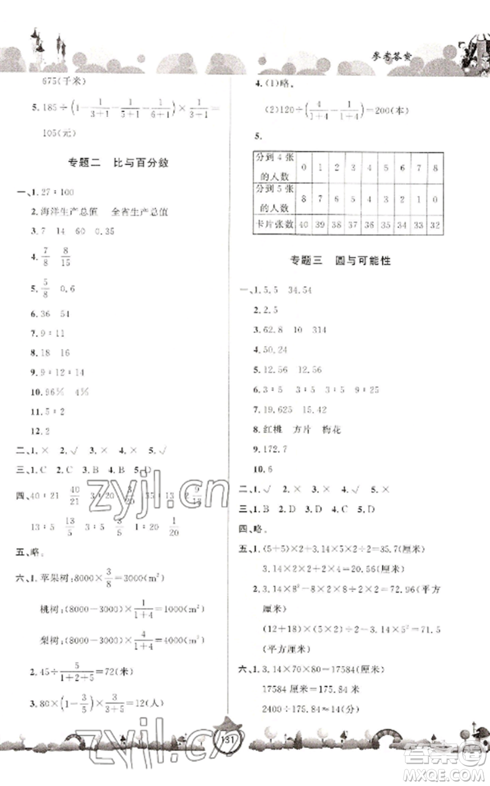 山東文藝出版社2022小學(xué)課堂同步訓(xùn)練六年級數(shù)學(xué)上冊青島版六三學(xué)制參考答案