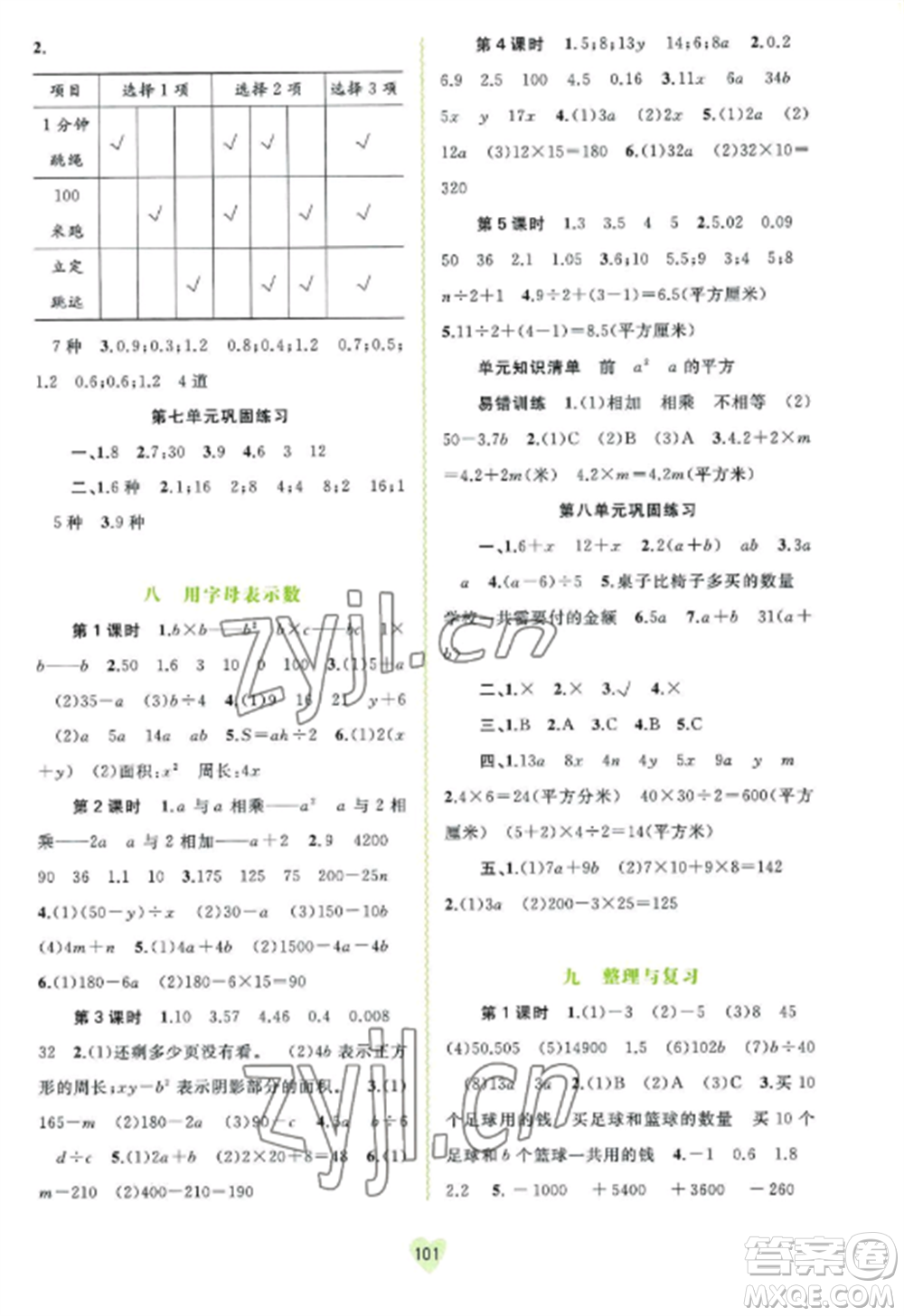 廣西教育出版社2022新課程學(xué)習(xí)與測(cè)評(píng)同步學(xué)習(xí)五年級(jí)數(shù)學(xué)上冊(cè)蘇教版參考答案