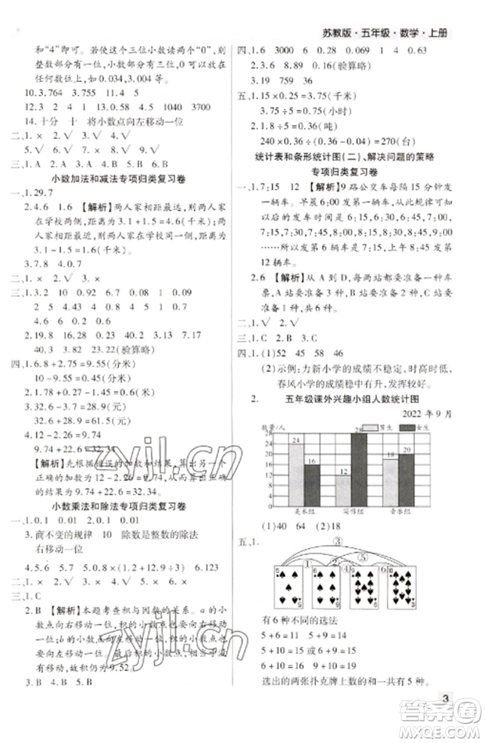 北方婦女兒童出版社2022期末考試必刷卷五年級(jí)數(shù)學(xué)上冊(cè)蘇教版九縣七區(qū)專(zhuān)版參考答案