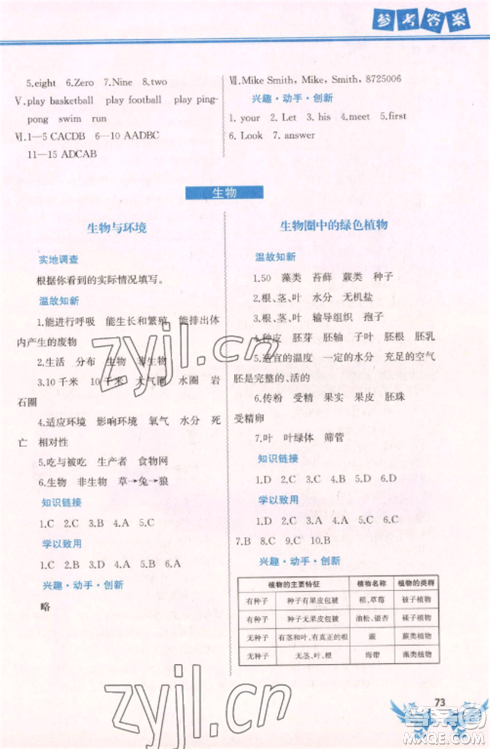 中國地圖出版社2023寒假作業(yè)七年級合訂本通用版湖南專版參考答案