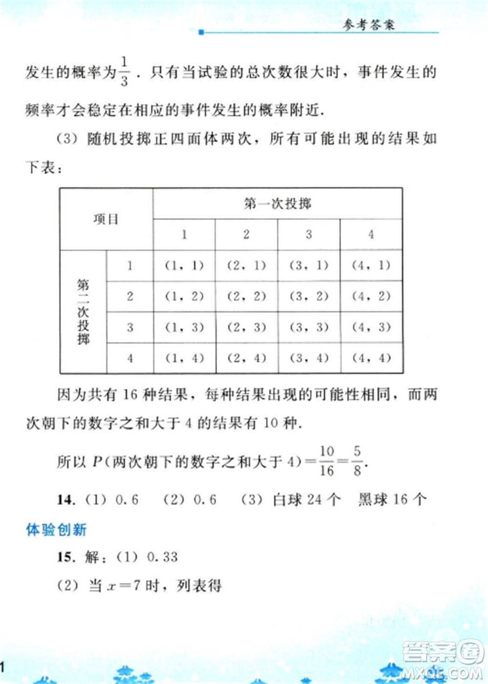 人民教育出版社2023寒假作業(yè)九年級數(shù)學(xué)全冊人教版參考答案