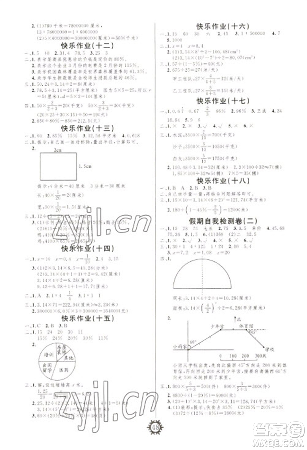 新疆美術(shù)攝影出版社2023智多星創(chuàng)新達(dá)標(biāo)快樂寒假六年級(jí)數(shù)學(xué)冀教版參考答案