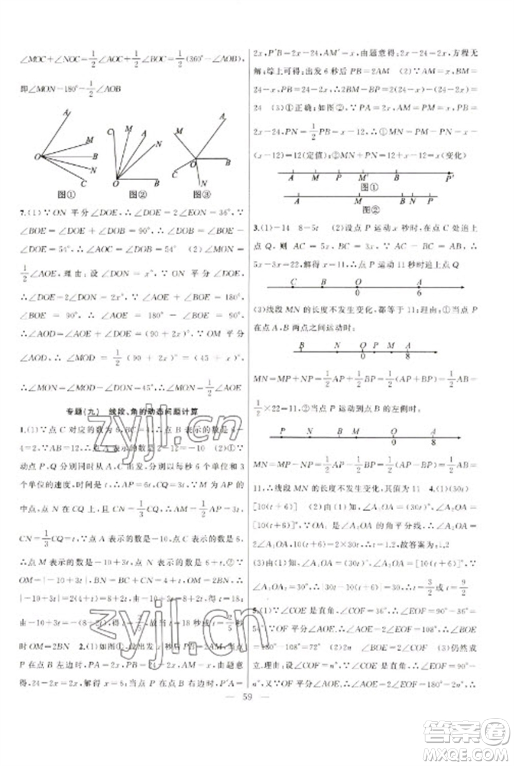 新疆青少年出版社2023寒假作業(yè)七年級(jí)數(shù)學(xué)通用版參考答案