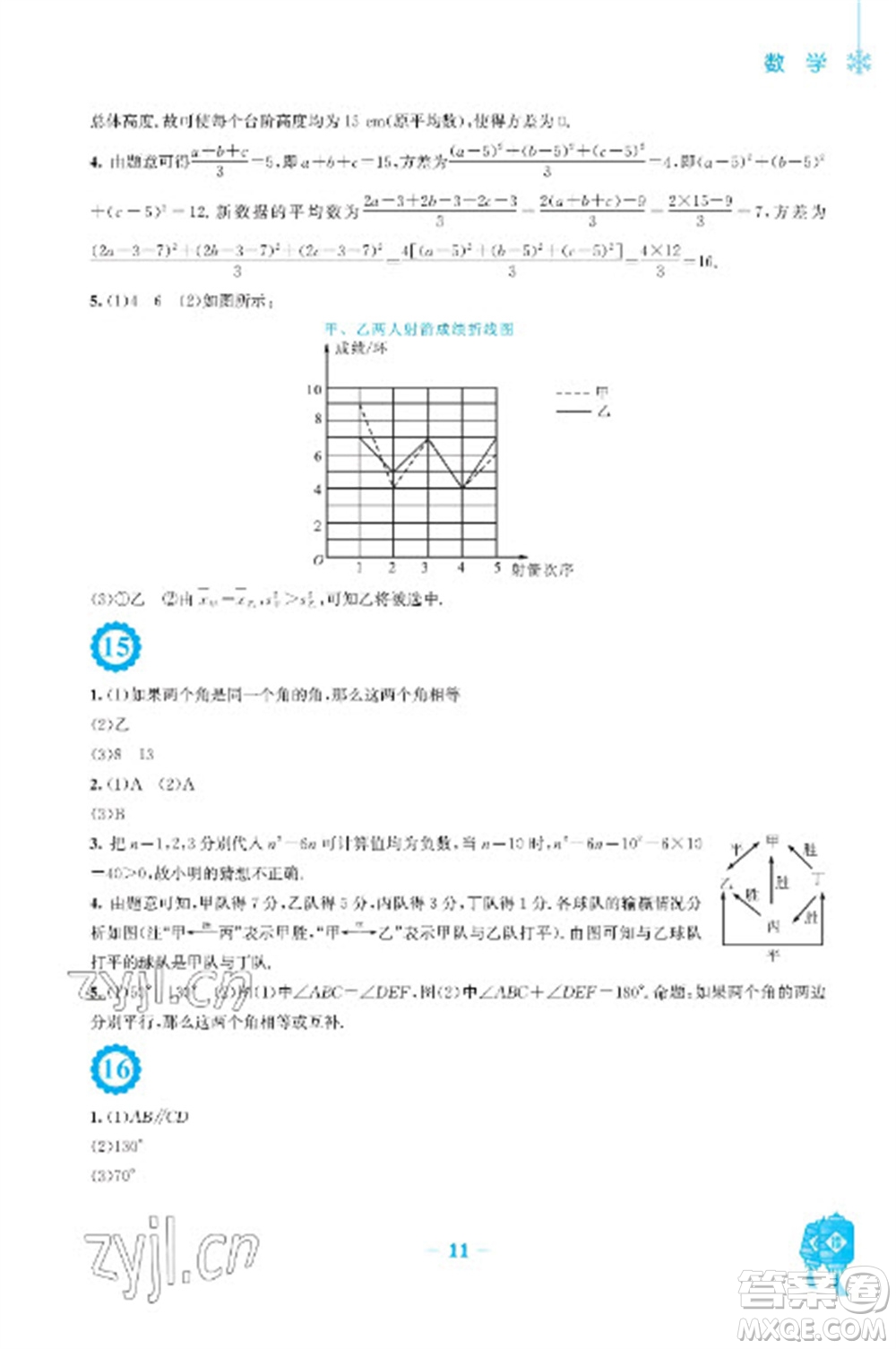 安徽教育出版社2023寒假作業(yè)八年級數(shù)學北師大版參考答案