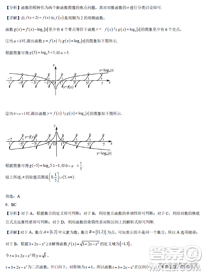 重慶育才中學校2022-2023學年高一上學期期末考試考前最后練習數(shù)學試卷答案