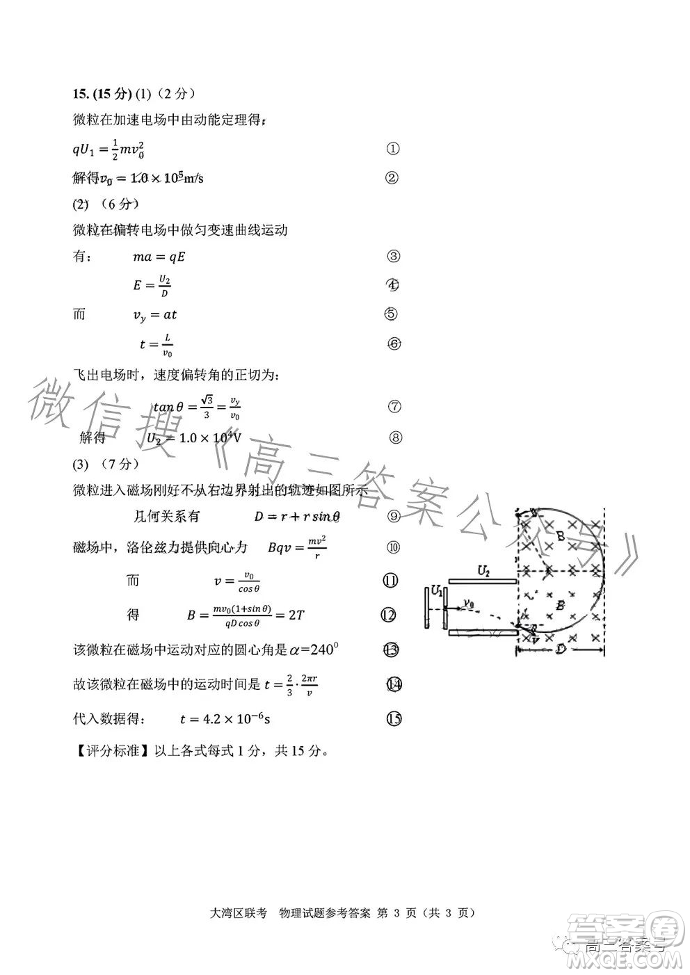 2023屆廣東大灣區(qū)普通高中畢業(yè)班第一次聯合模擬考試物理試卷答案