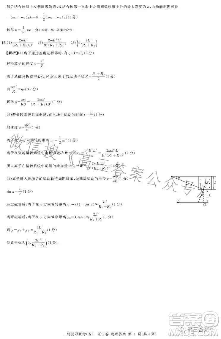 百師聯(lián)盟2023屆高三一輪復(fù)習(xí)聯(lián)考五河北卷物理試題答案