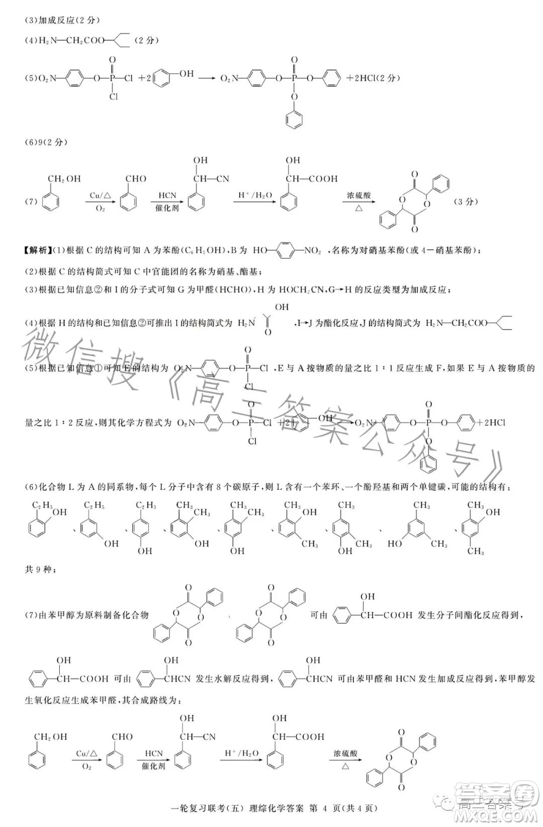 百師聯(lián)盟2023屆高三一輪復(fù)習(xí)聯(lián)考五理科綜合試卷答案