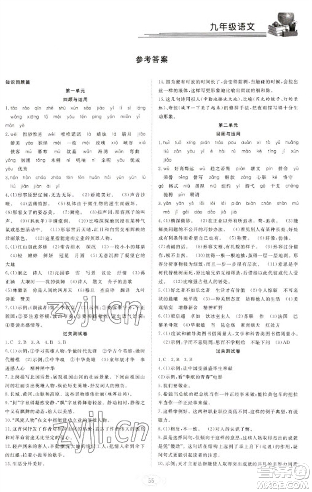 合肥工業(yè)大學(xué)出版社2023假期伴你行寒假復(fù)習(xí)計劃九年級語文通用版參考答案