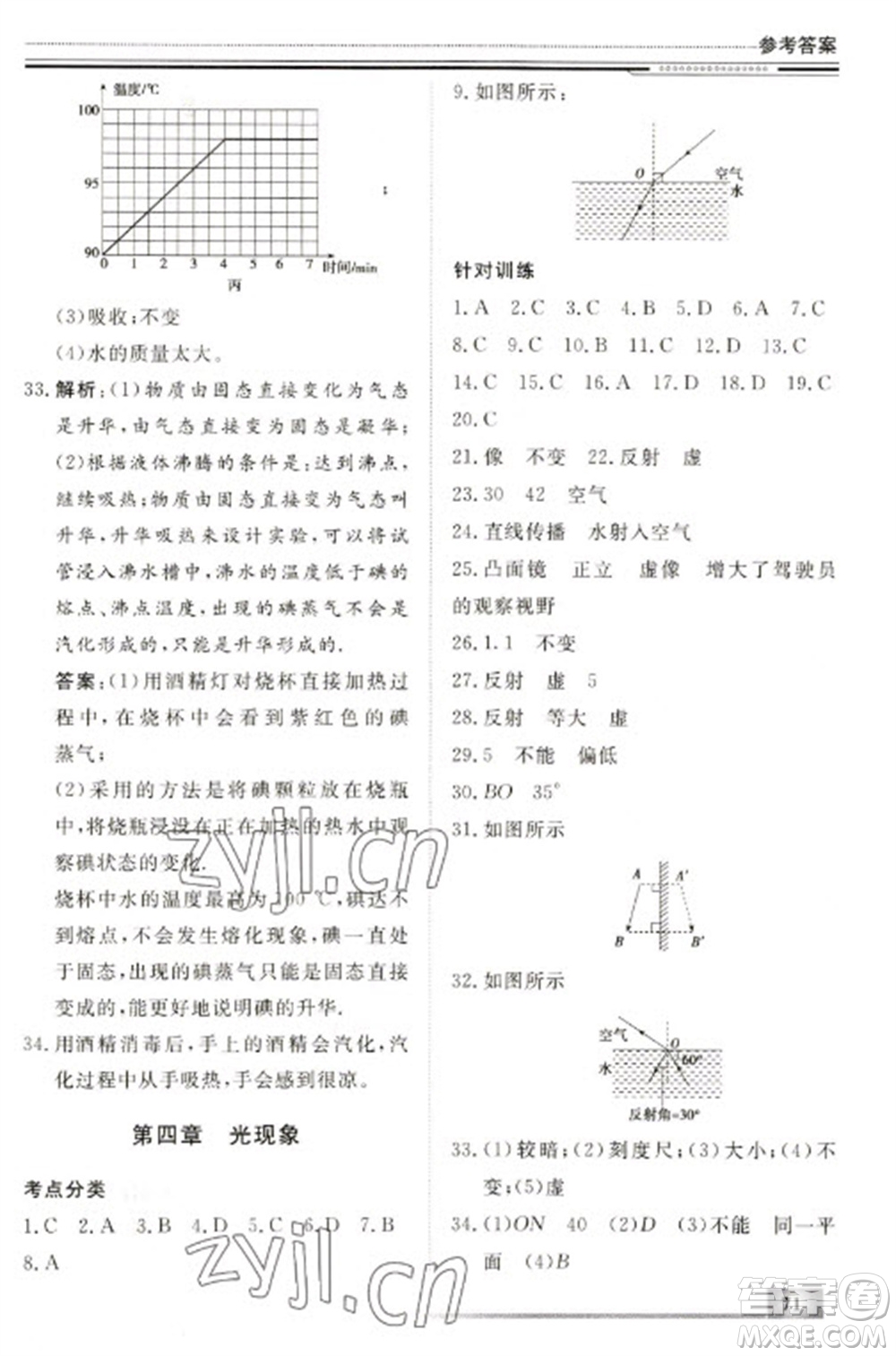 北京工業(yè)大學(xué)出版社2023文軒假期生活指導(dǎo)八年級物理通用版參考答案