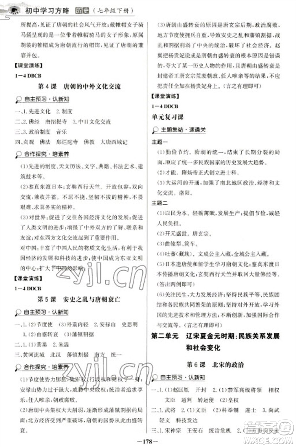 延邊大學(xué)出版社2023世紀(jì)金榜初中學(xué)習(xí)方略七年級(jí)下冊(cè)歷史人教版深圳專版參考答案