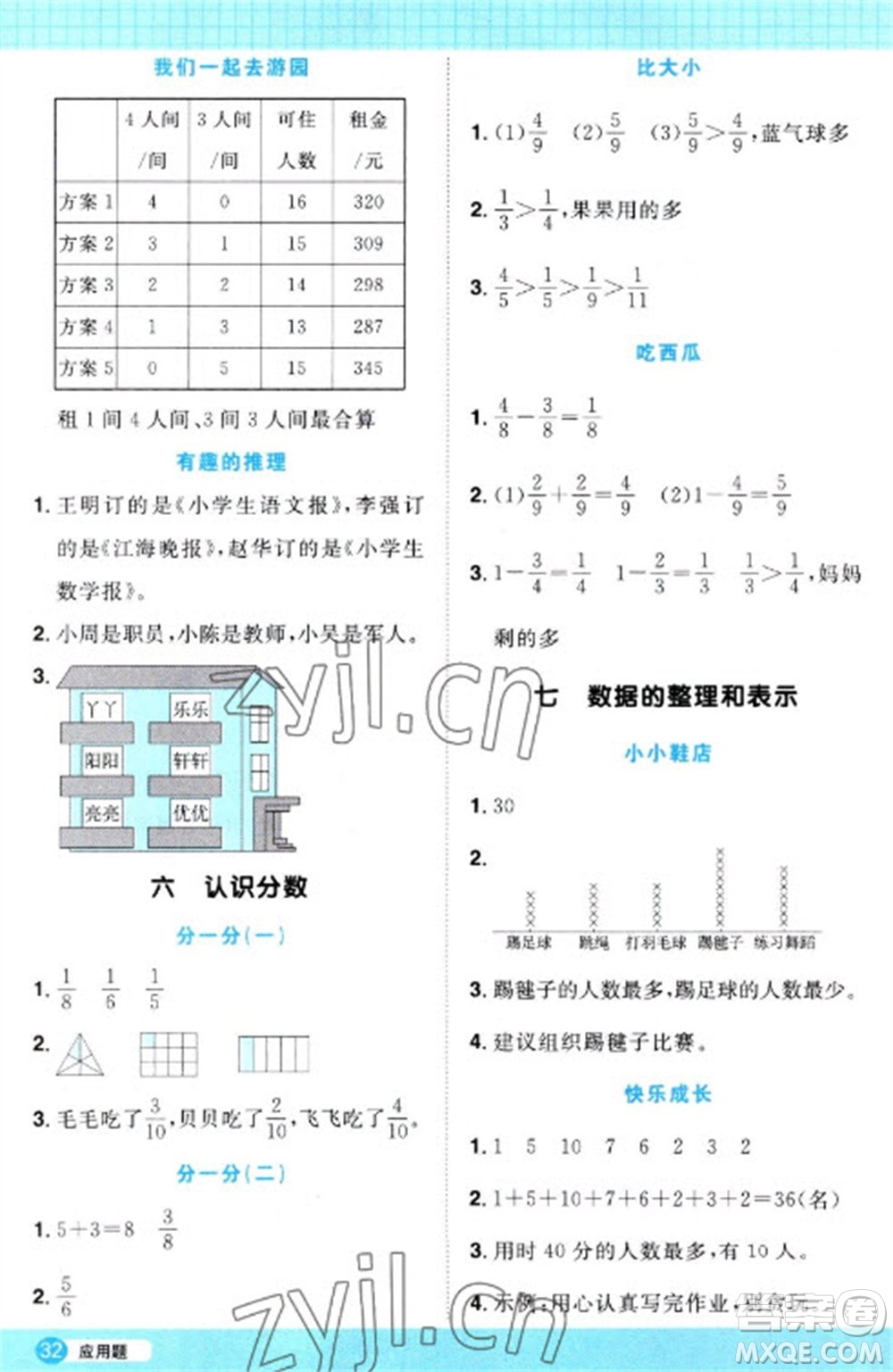 江西教育出版社2023陽光同學計算小達人三年級下冊數學北師大版參考答案