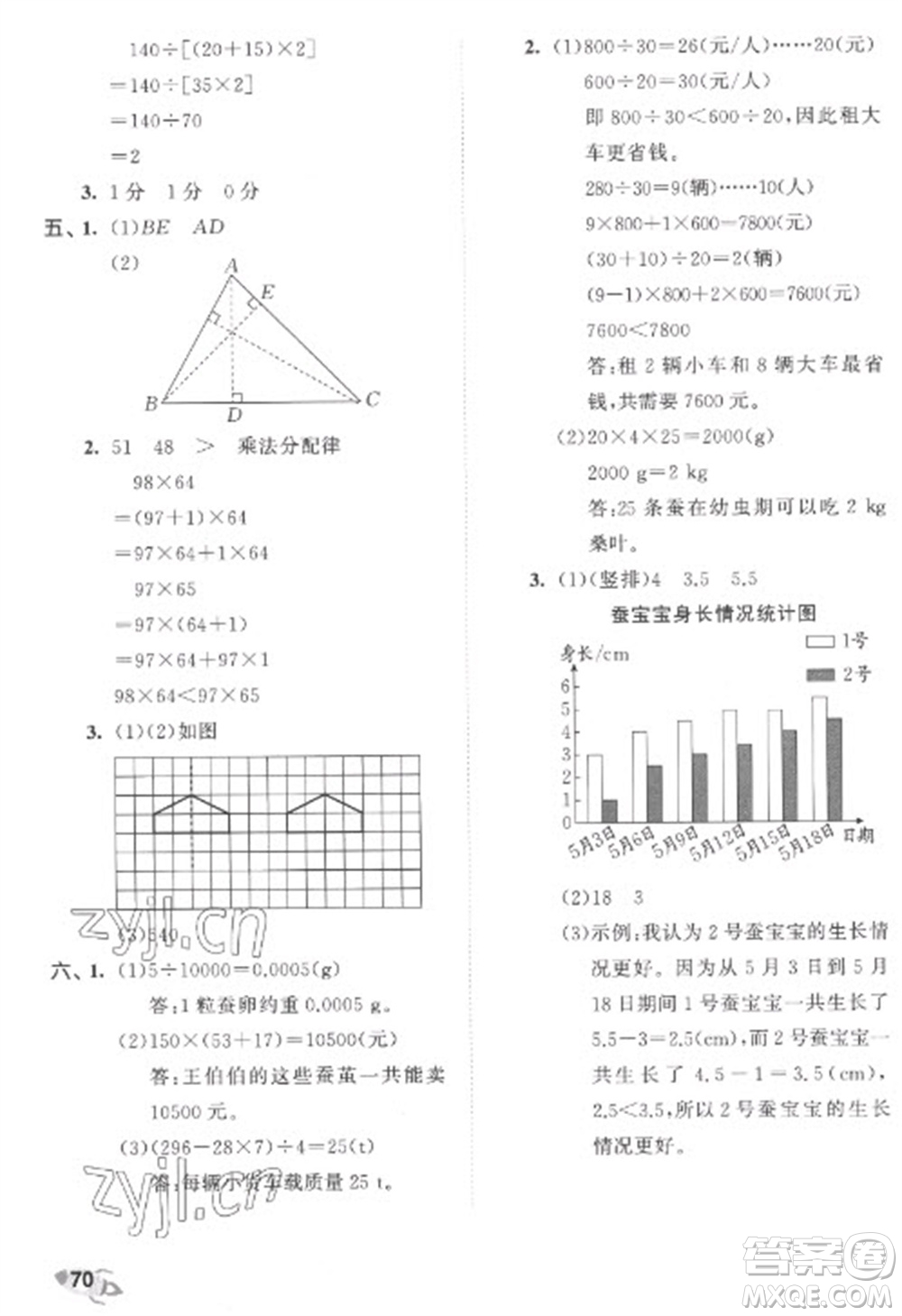 西安出版社2023春季53全優(yōu)卷四年級下冊數(shù)學(xué)人教版參考答案