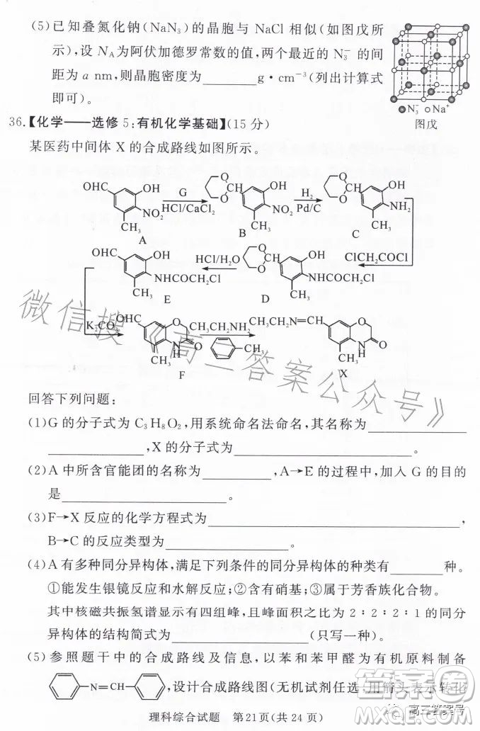 湘豫名校聯(lián)考2023年2月高三春季入學(xué)摸底考試?yán)砜凭C合試卷答案