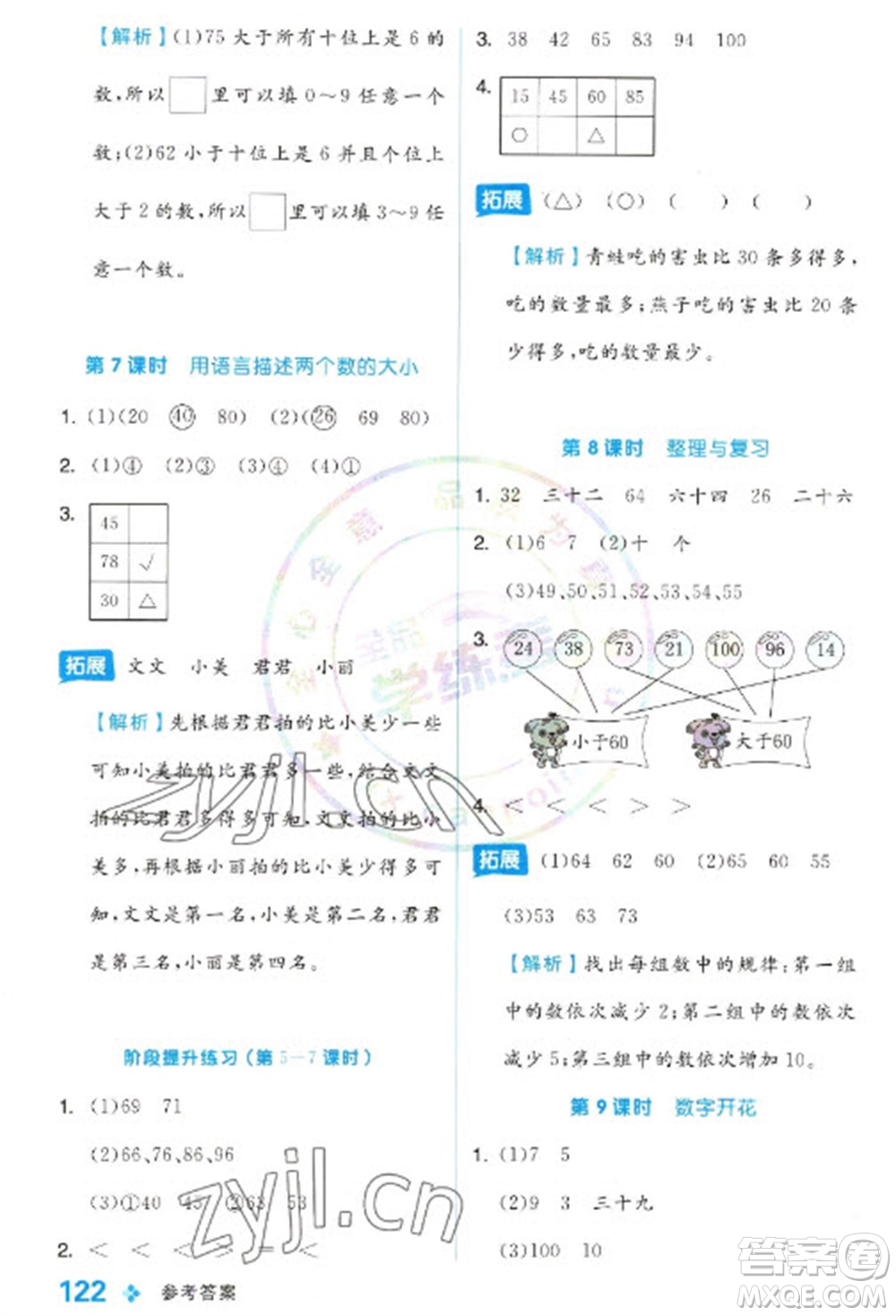 開(kāi)明出版社2023全品學(xué)練考一年級(jí)下冊(cè)數(shù)學(xué)冀教版參考答案