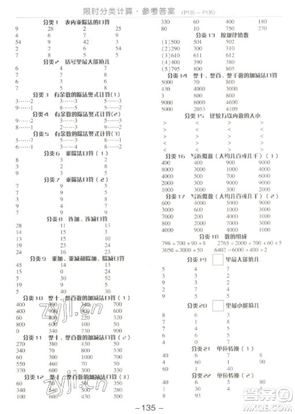 開明出版社2023全品學練考二年級下冊數(shù)學蘇教版參考答案