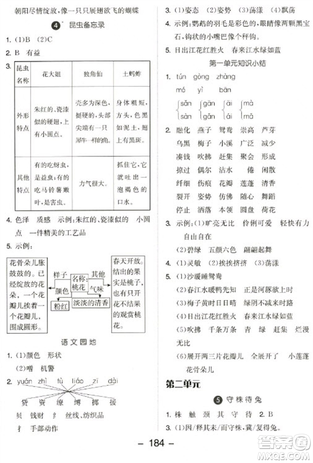 開明出版社2023全品學(xué)練考三年級下冊語文人教版參考答案