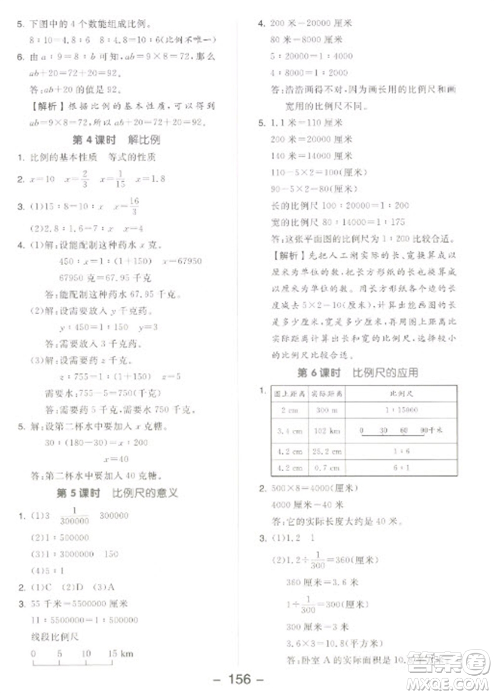 開明出版社2023全品學(xué)練考六年級下冊數(shù)學(xué)蘇教版參考答案