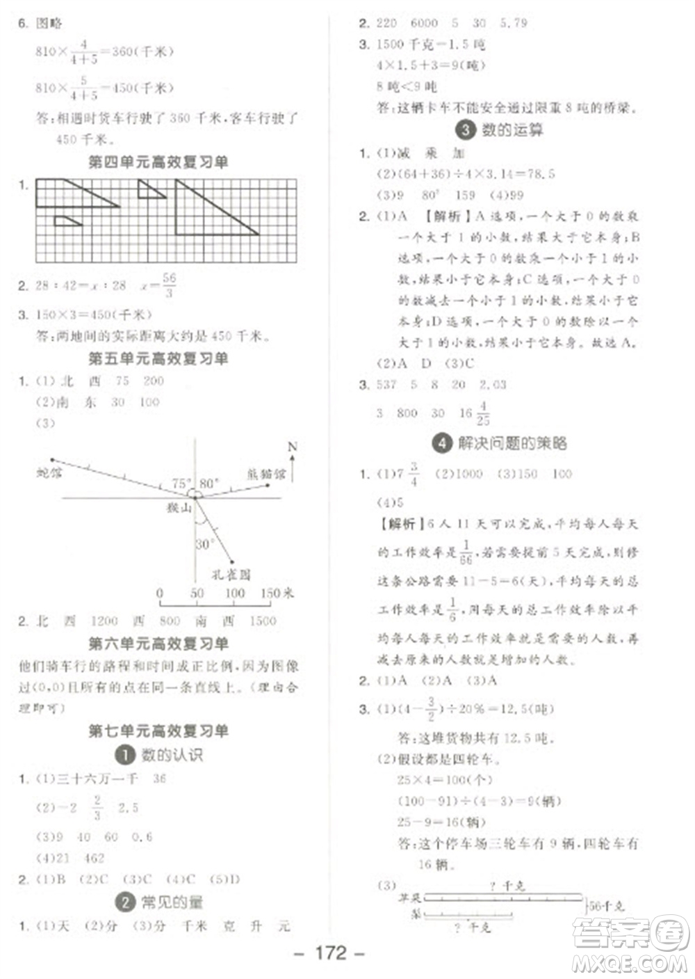 開明出版社2023全品學(xué)練考六年級下冊數(shù)學(xué)蘇教版參考答案