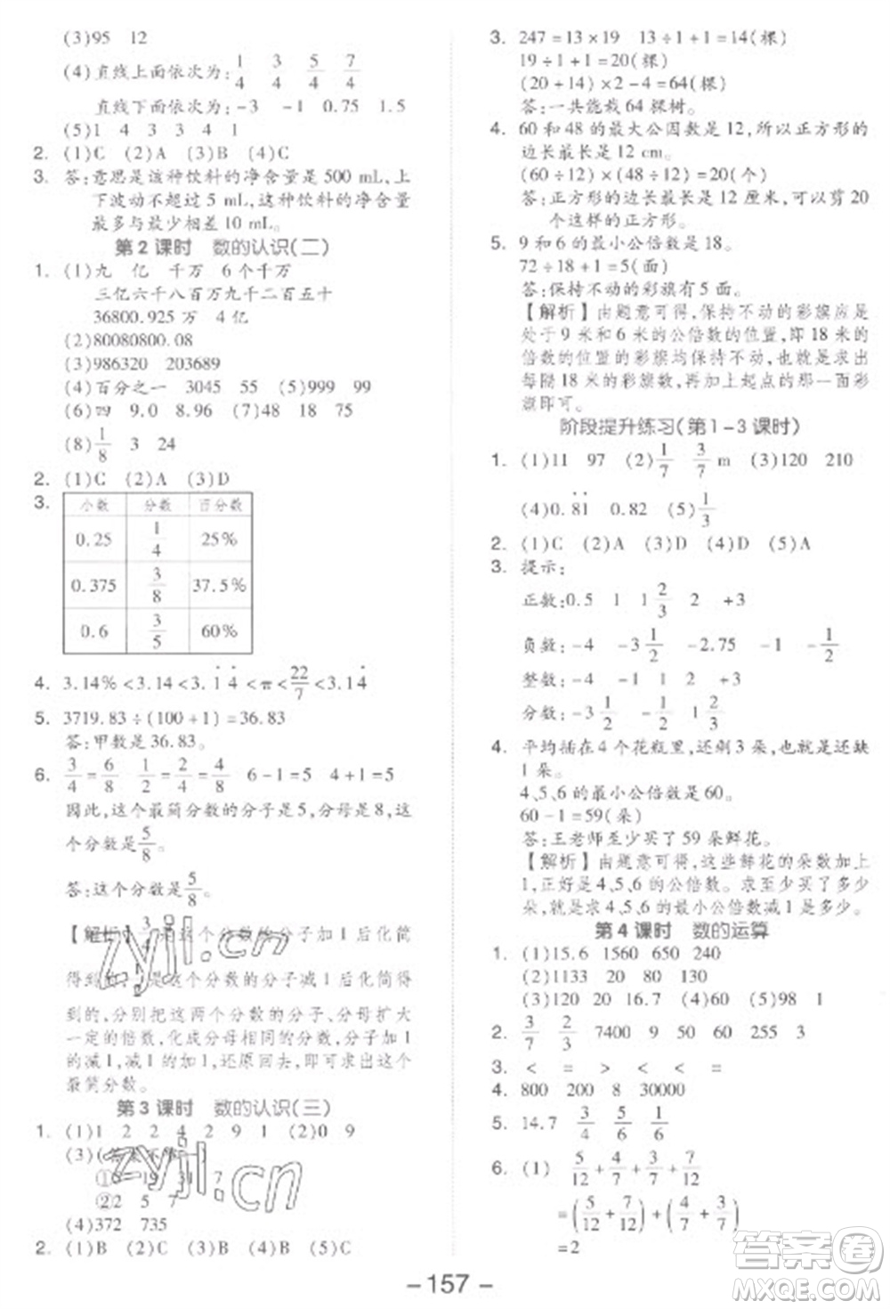 開明出版社2023全品學(xué)練考六年級(jí)下冊(cè)數(shù)學(xué)人教版參考答案