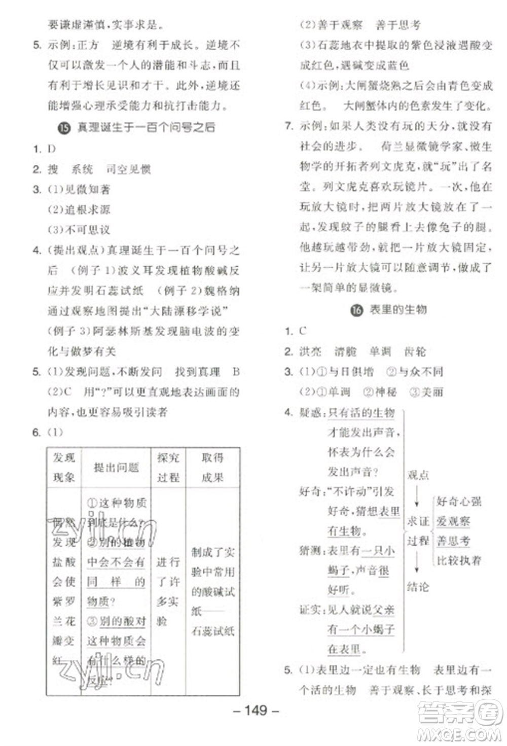 開明出版社2023全品學(xué)練考六年級(jí)下冊(cè)語文人教版江蘇專版參考答案