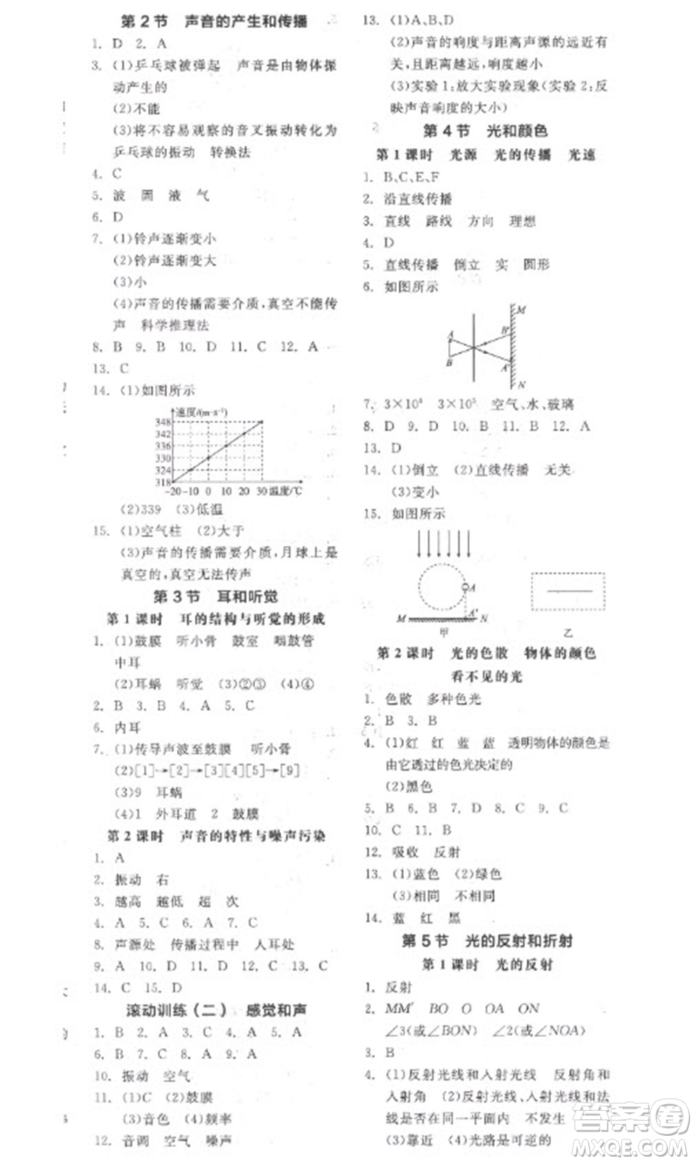 延邊教育出版社2023全品學練考七年級下冊科學浙教版參考答案