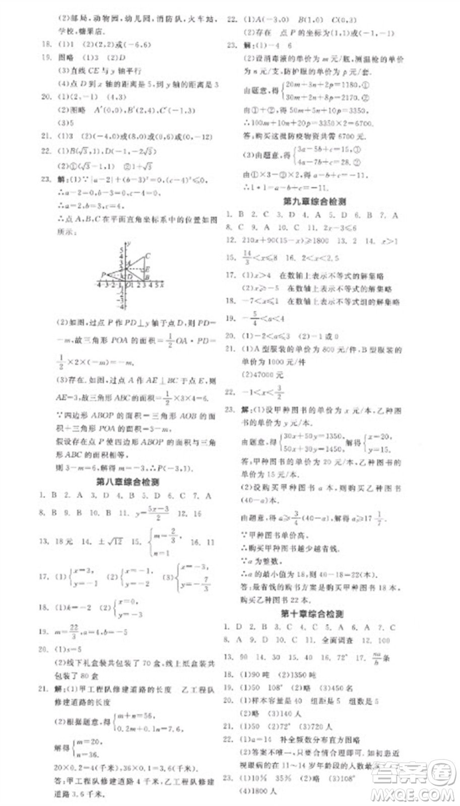 陽光出版社2023全品學(xué)練考七年級(jí)下冊(cè)數(shù)學(xué)人教版參考答案