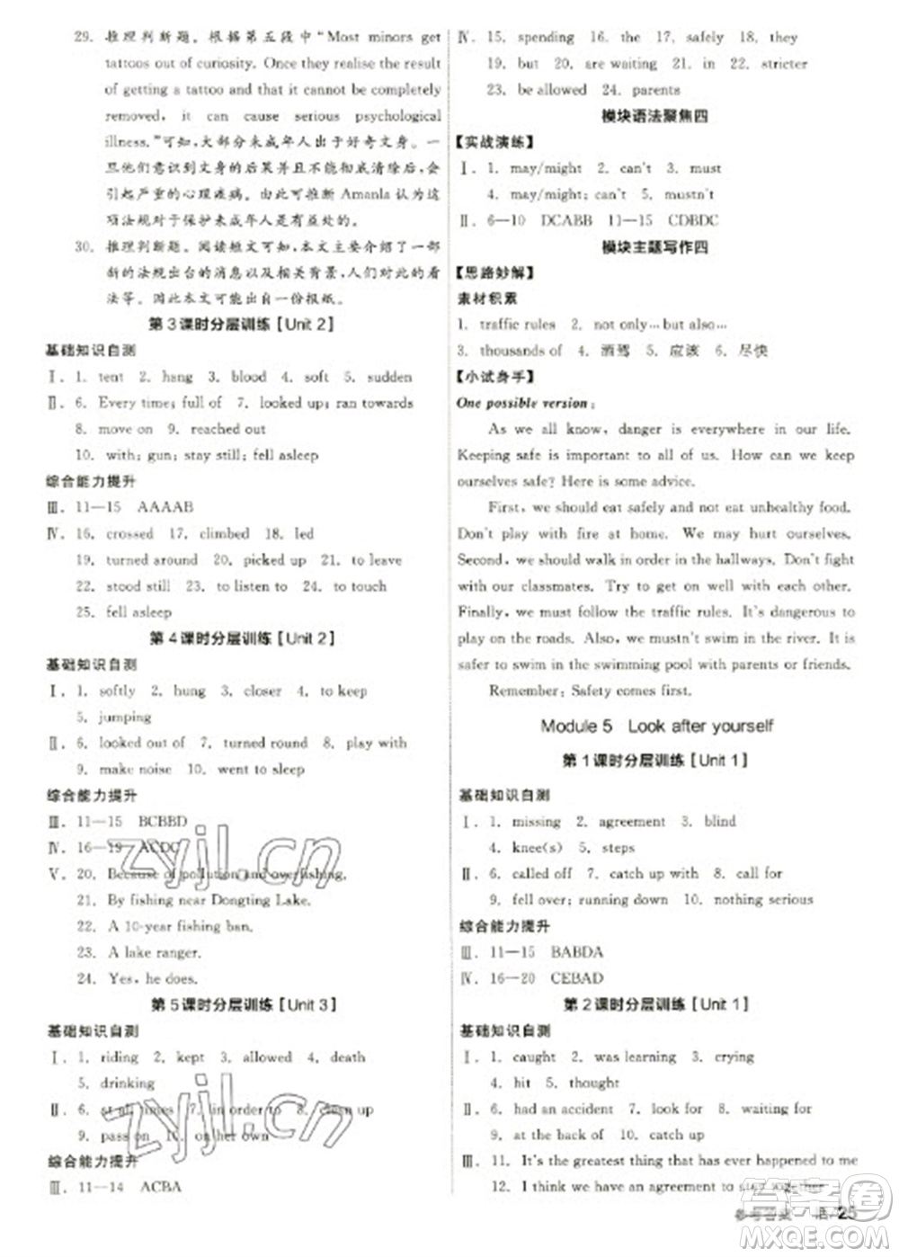 陽光出版社2023全品學(xué)練考九年級下冊英語外研版參考答案