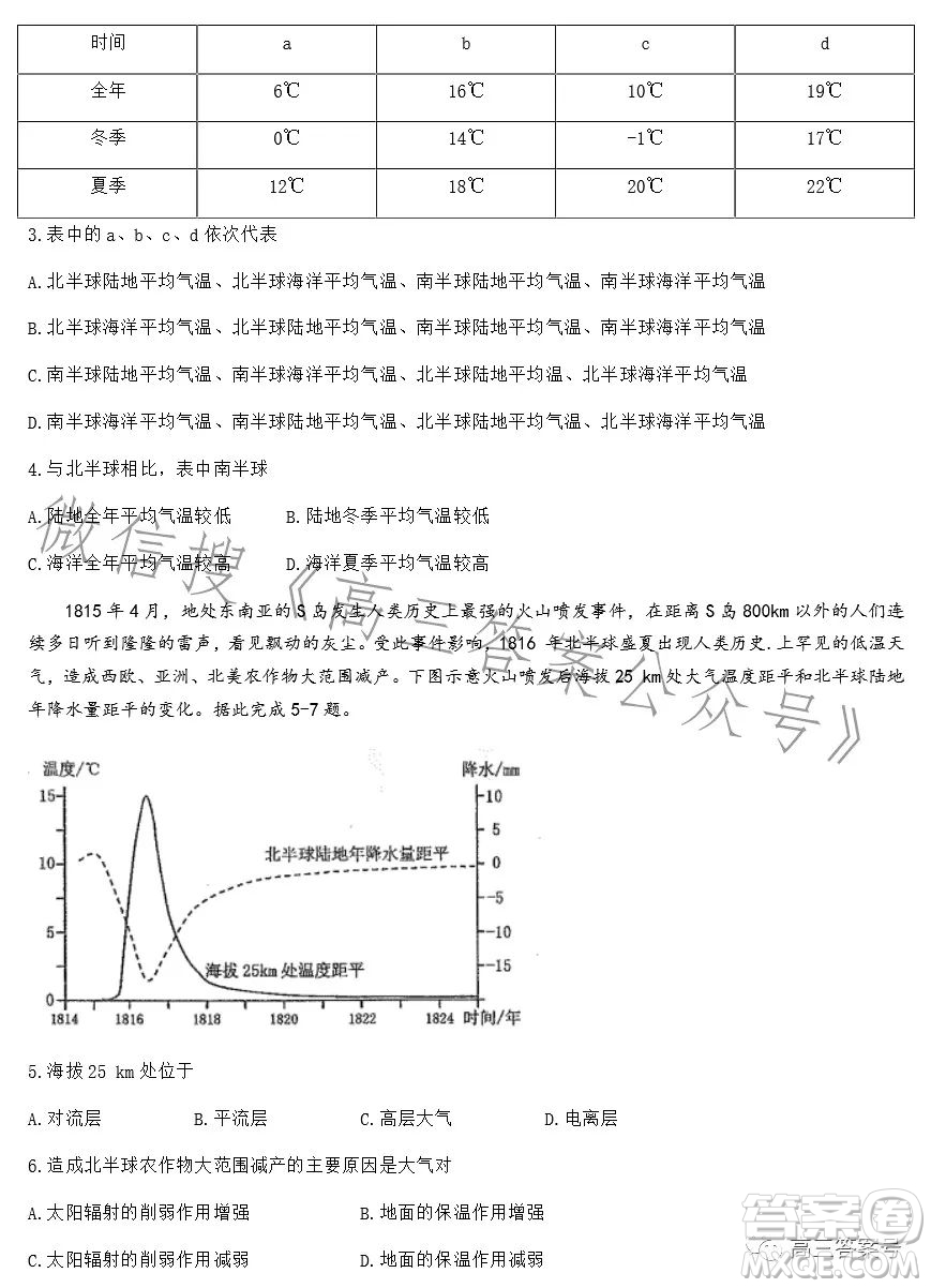 合肥市2023年高三第一次教學(xué)質(zhì)量檢測地理試卷答案