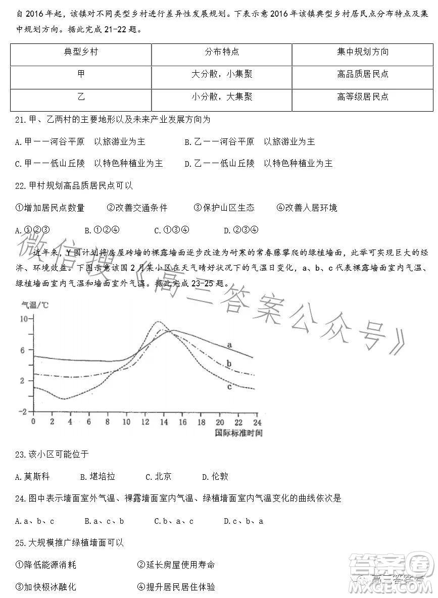 合肥市2023年高三第一次教學(xué)質(zhì)量檢測地理試卷答案