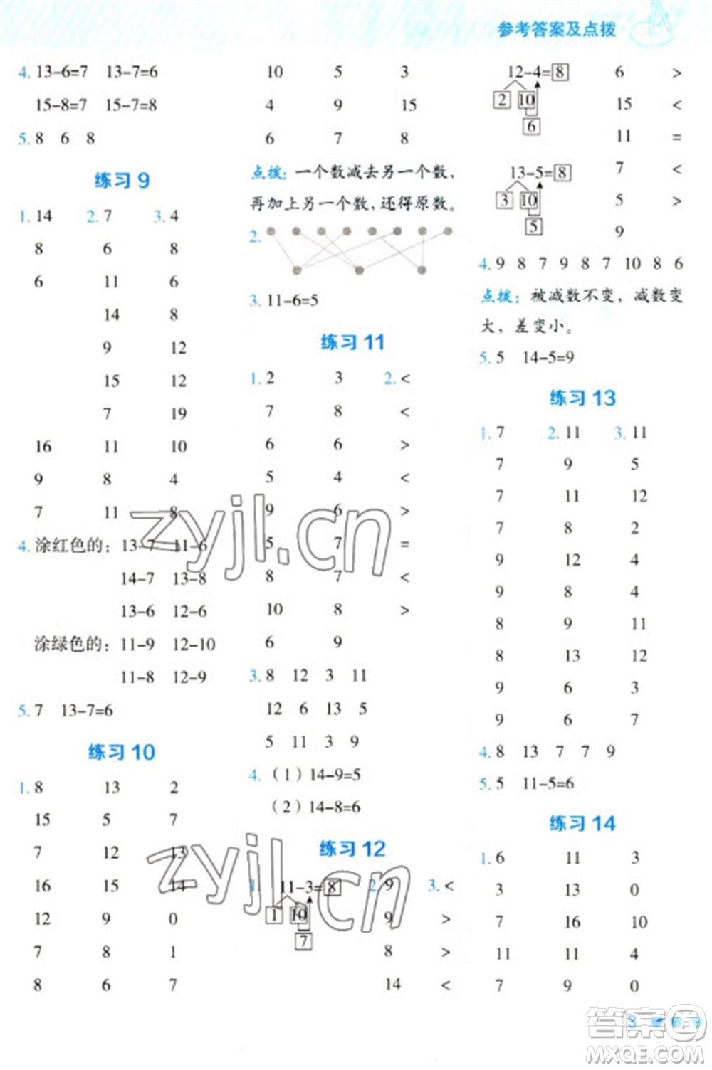 安徽教育出版社2023星級口算天天練一年級下冊數(shù)學(xué)人教版參考答案