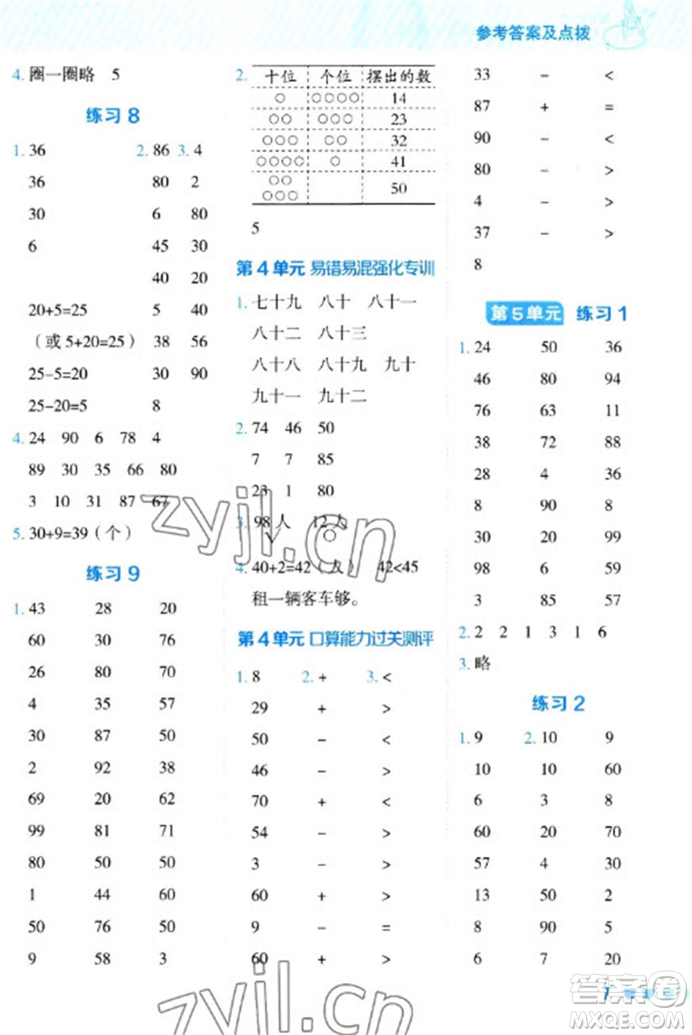 安徽教育出版社2023星級口算天天練一年級下冊數(shù)學(xué)人教版參考答案