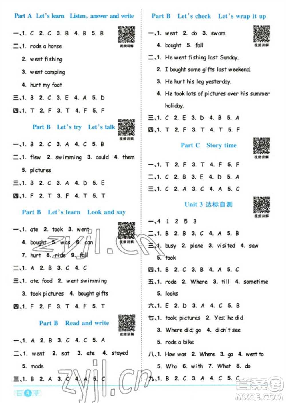 江西教育出版社2023陽光同學(xué)課時優(yōu)化作業(yè)六年級英語下冊人教版浙江專版答案