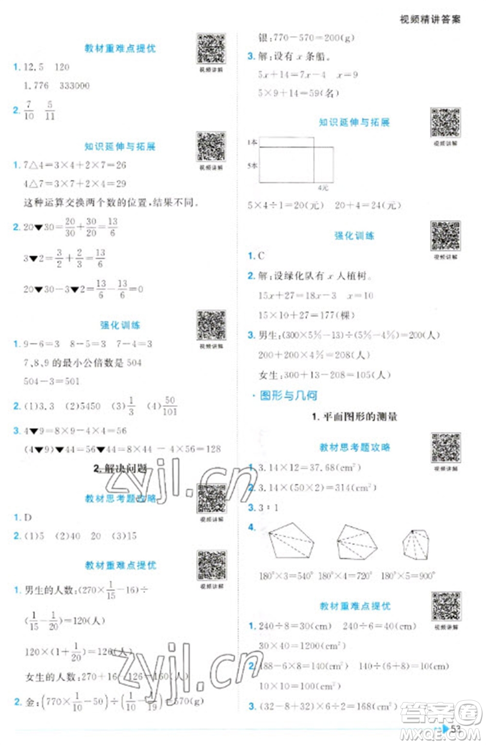 江西教育出版社2023陽光同學(xué)課時優(yōu)化作業(yè)六年級數(shù)學(xué)下冊人教版參考答案