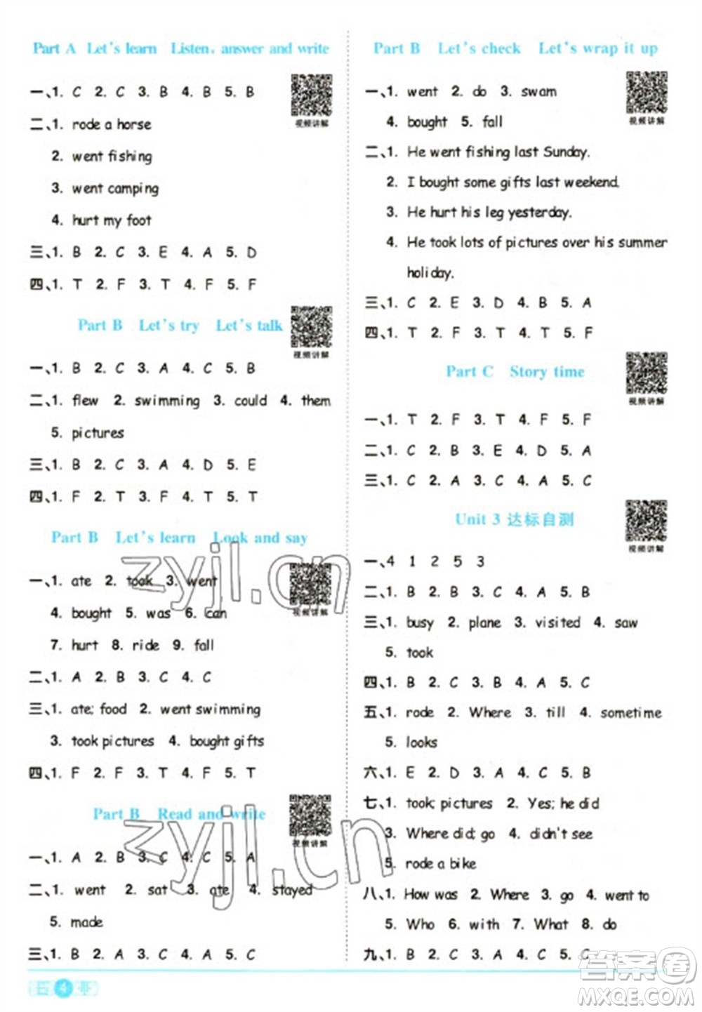 江西教育出版社2023陽光同學課時優(yōu)化作業(yè)六年級英語下冊人教PEP版參考答案