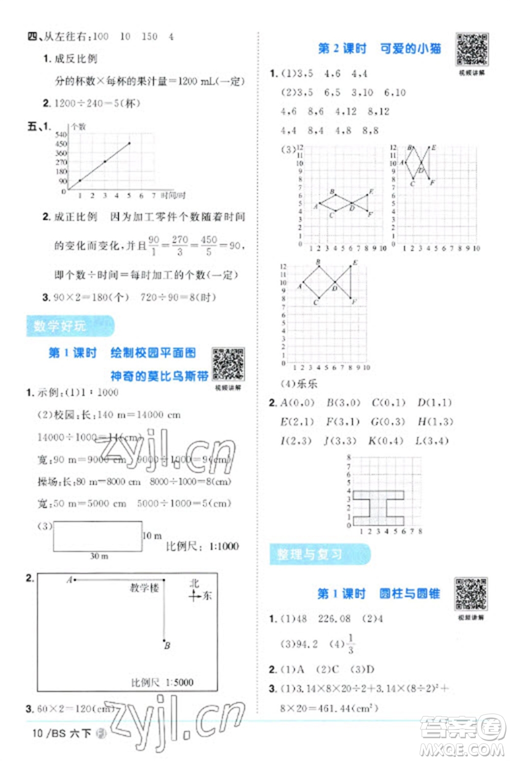 江西教育出版社2023陽光同學(xué)課時(shí)優(yōu)化作業(yè)六年級數(shù)學(xué)下冊北師大版福建專版參考答案