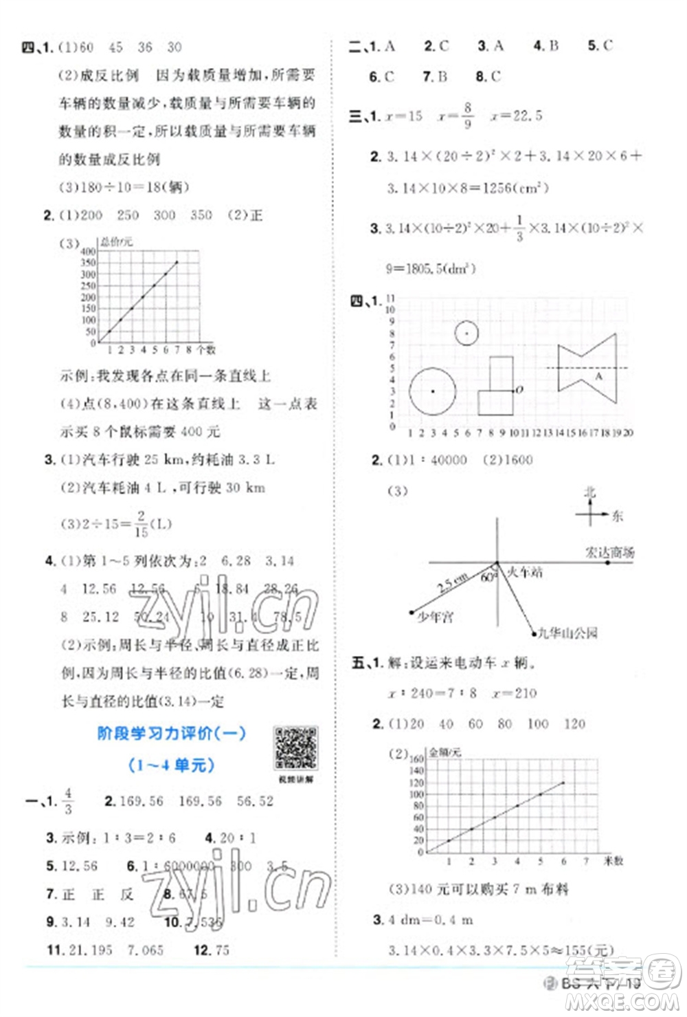 江西教育出版社2023陽光同學(xué)課時(shí)優(yōu)化作業(yè)六年級數(shù)學(xué)下冊北師大版福建專版參考答案