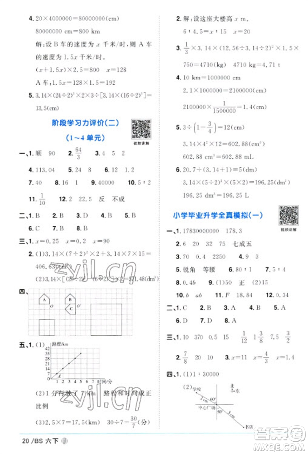 江西教育出版社2023陽光同學(xué)課時(shí)優(yōu)化作業(yè)六年級數(shù)學(xué)下冊北師大版福建專版參考答案