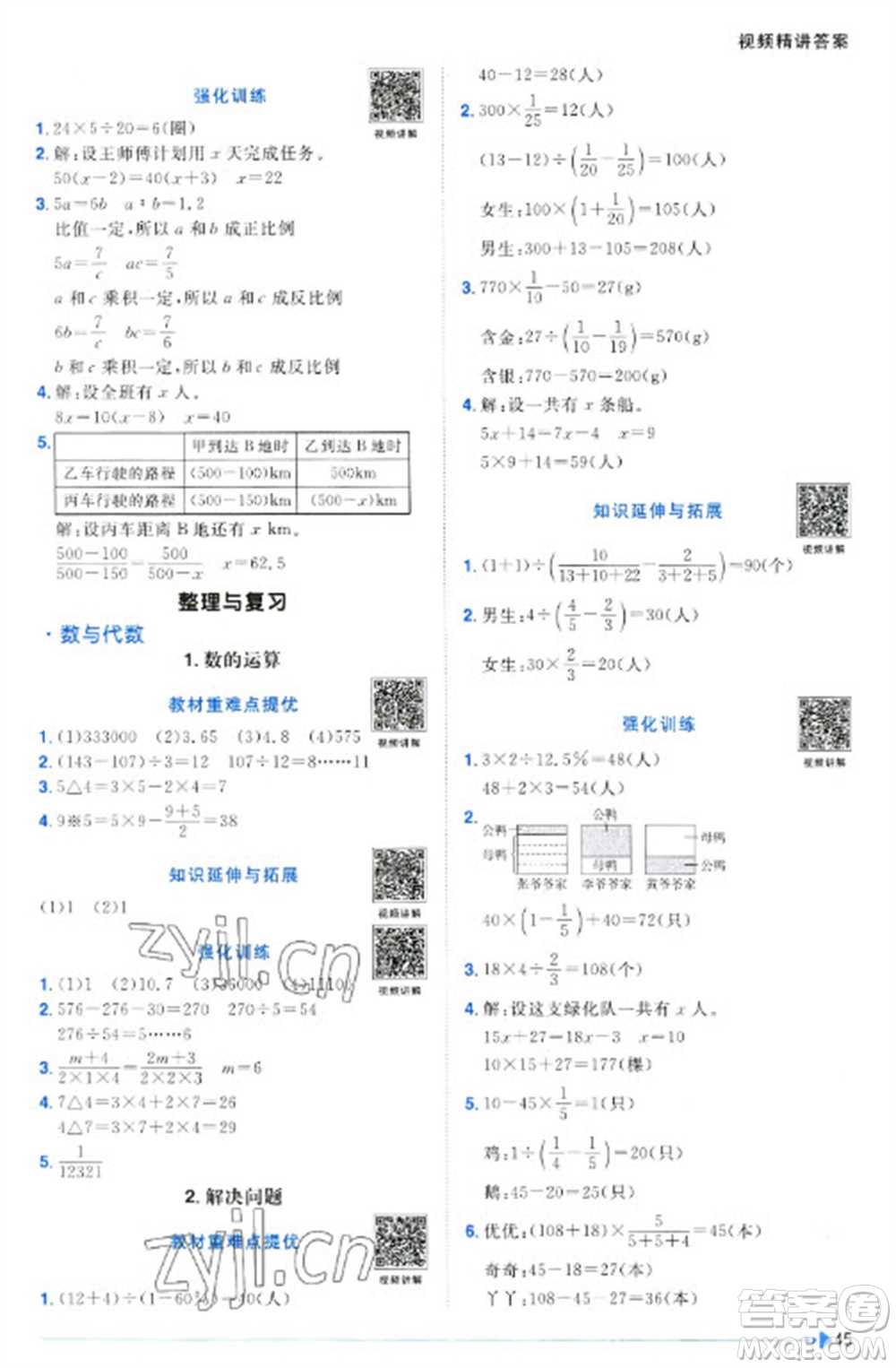 江西教育出版社2023陽光同學(xué)課時(shí)優(yōu)化作業(yè)六年級數(shù)學(xué)下冊北師大版福建專版參考答案