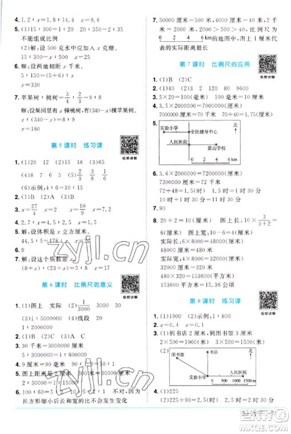 江西教育出版社2023陽光同學課時優(yōu)化作業(yè)六年級數(shù)學下冊蘇教版參考答案