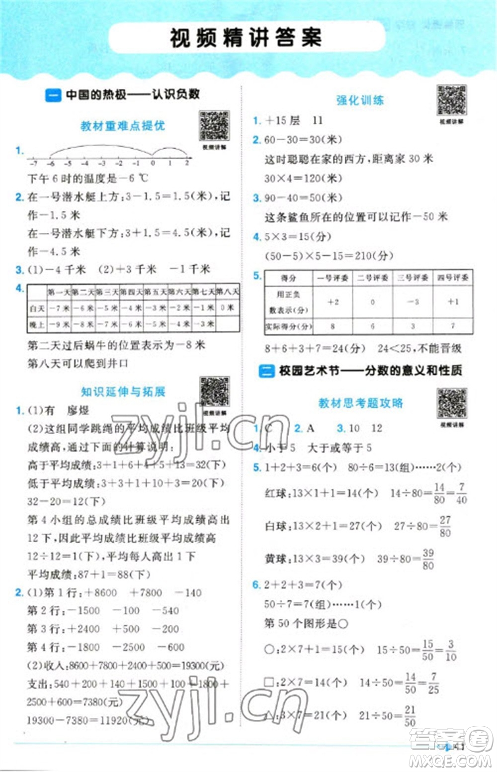 江西教育出版社2023陽光同學(xué)課時優(yōu)化作業(yè)五年級數(shù)學(xué)下冊青島版參考答案