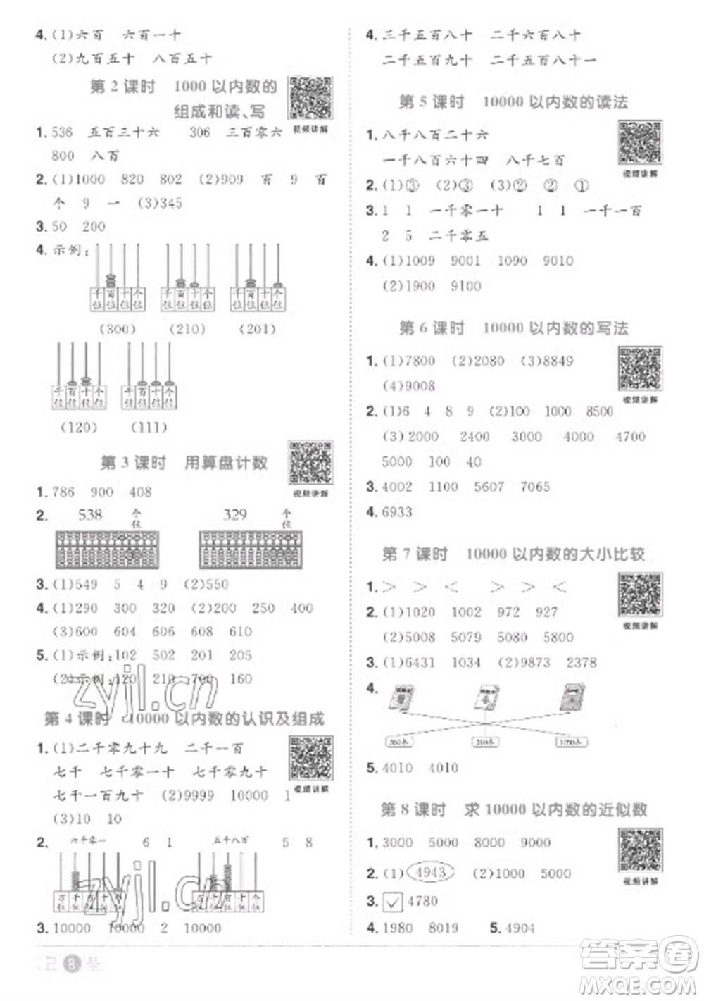 江西教育出版社2023陽光同學(xué)課時優(yōu)化作業(yè)二年級數(shù)學(xué)下冊人教版菏澤專版參考答案