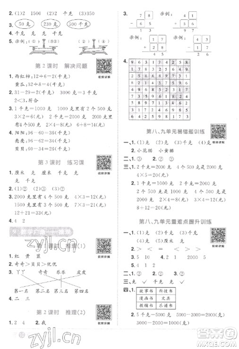 江西教育出版社2023陽光同學(xué)課時優(yōu)化作業(yè)二年級數(shù)學(xué)下冊人教版菏澤專版參考答案