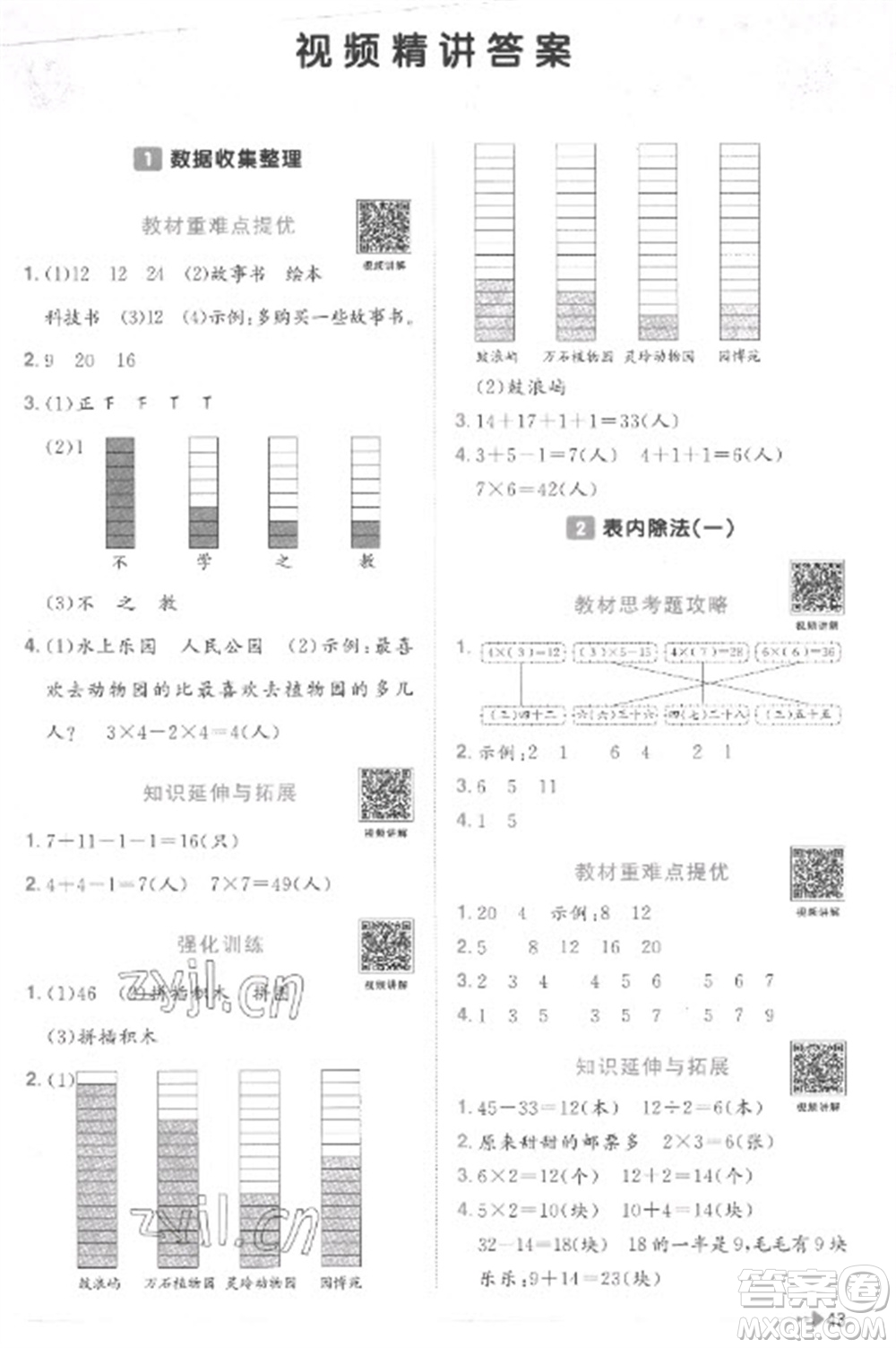 江西教育出版社2023陽光同學(xué)課時優(yōu)化作業(yè)二年級數(shù)學(xué)下冊人教版菏澤專版參考答案