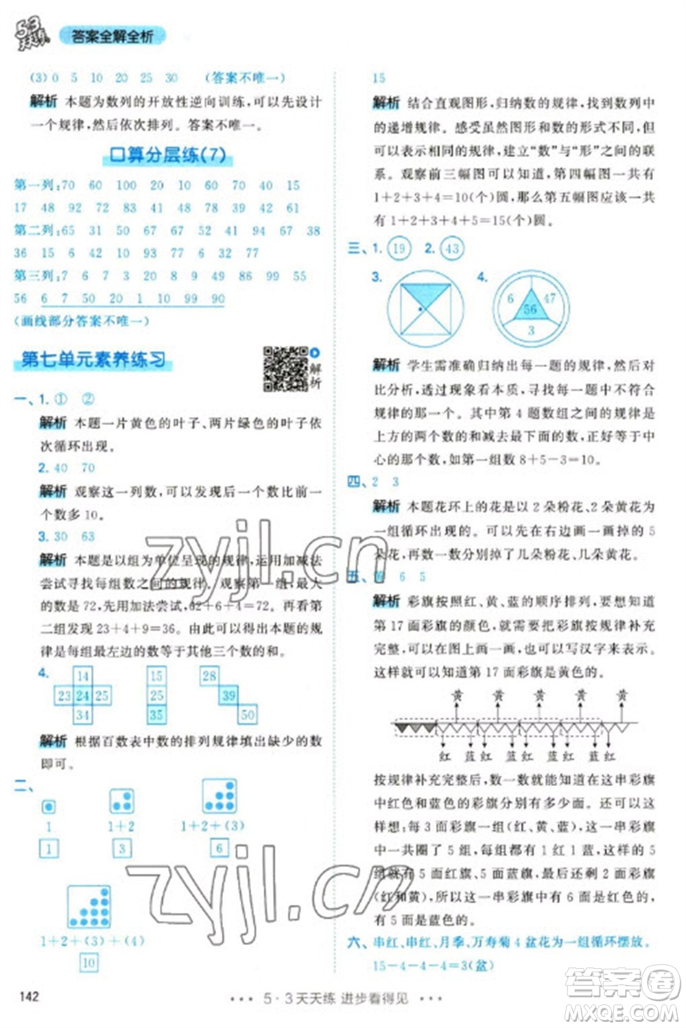 教育科學出版社2023春季53天天練一年級數學下冊人教版參考答案