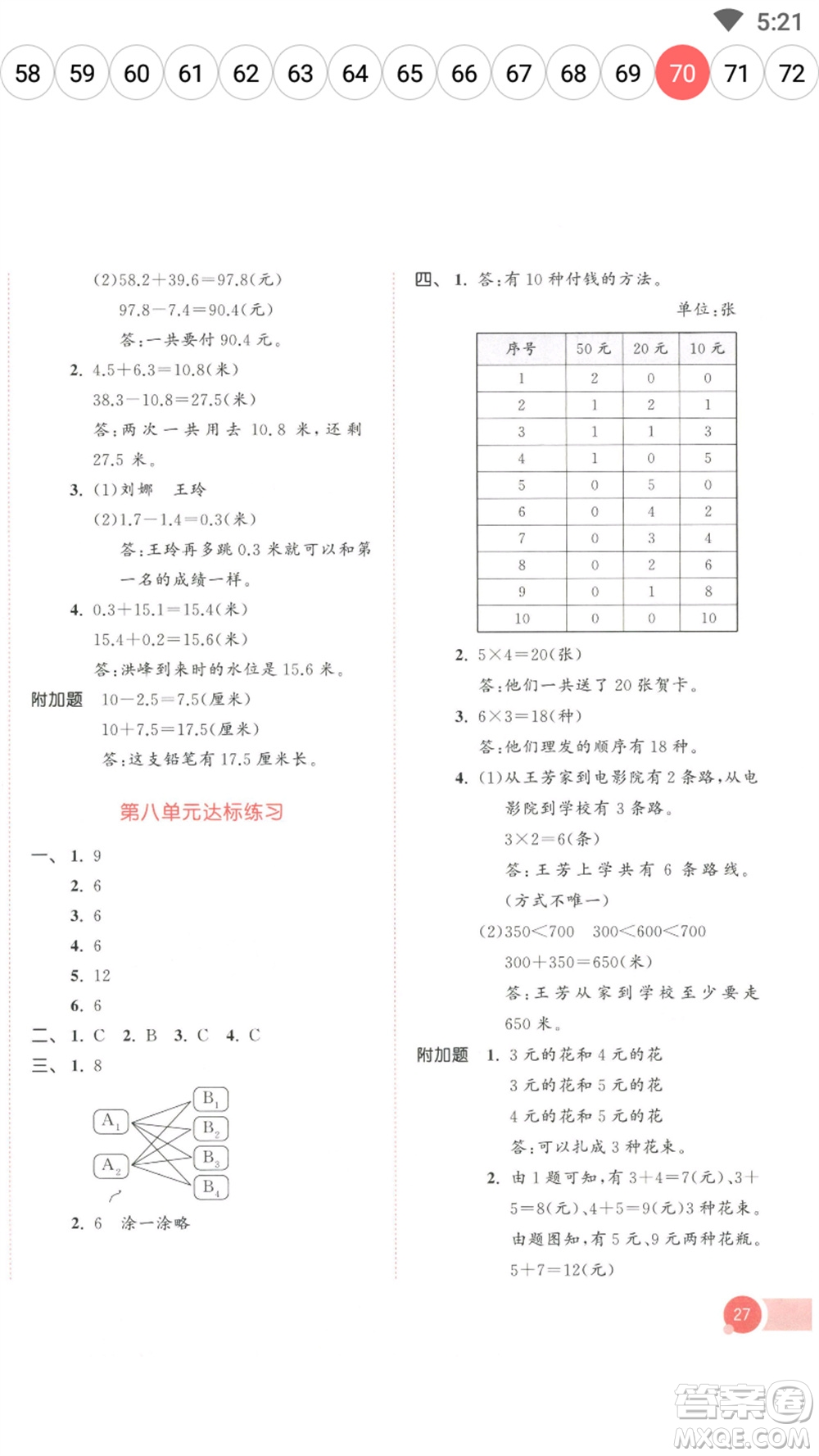 教育科學(xué)出版社2023春季53天天練三年級(jí)數(shù)學(xué)下冊(cè)人教版參考答案